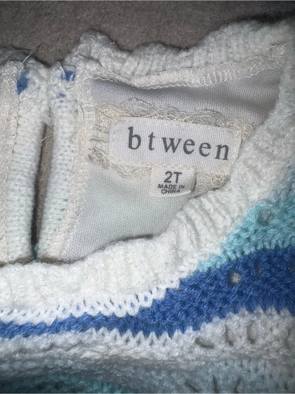 btween White and Blue Wave Knit Dress with Matching Bag